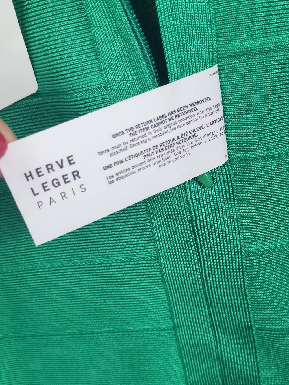 Herve Leger Green Textured Bandage Mini Dress. Size L - Picture 11 of 14